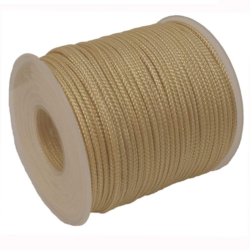 Y-Axis Roll of 60 Yards 2.0mm Light Gold Braided Nylon Lift Shade Cord with 6 Pack White Wood Cord Knobs + Soft Tape - Image 2